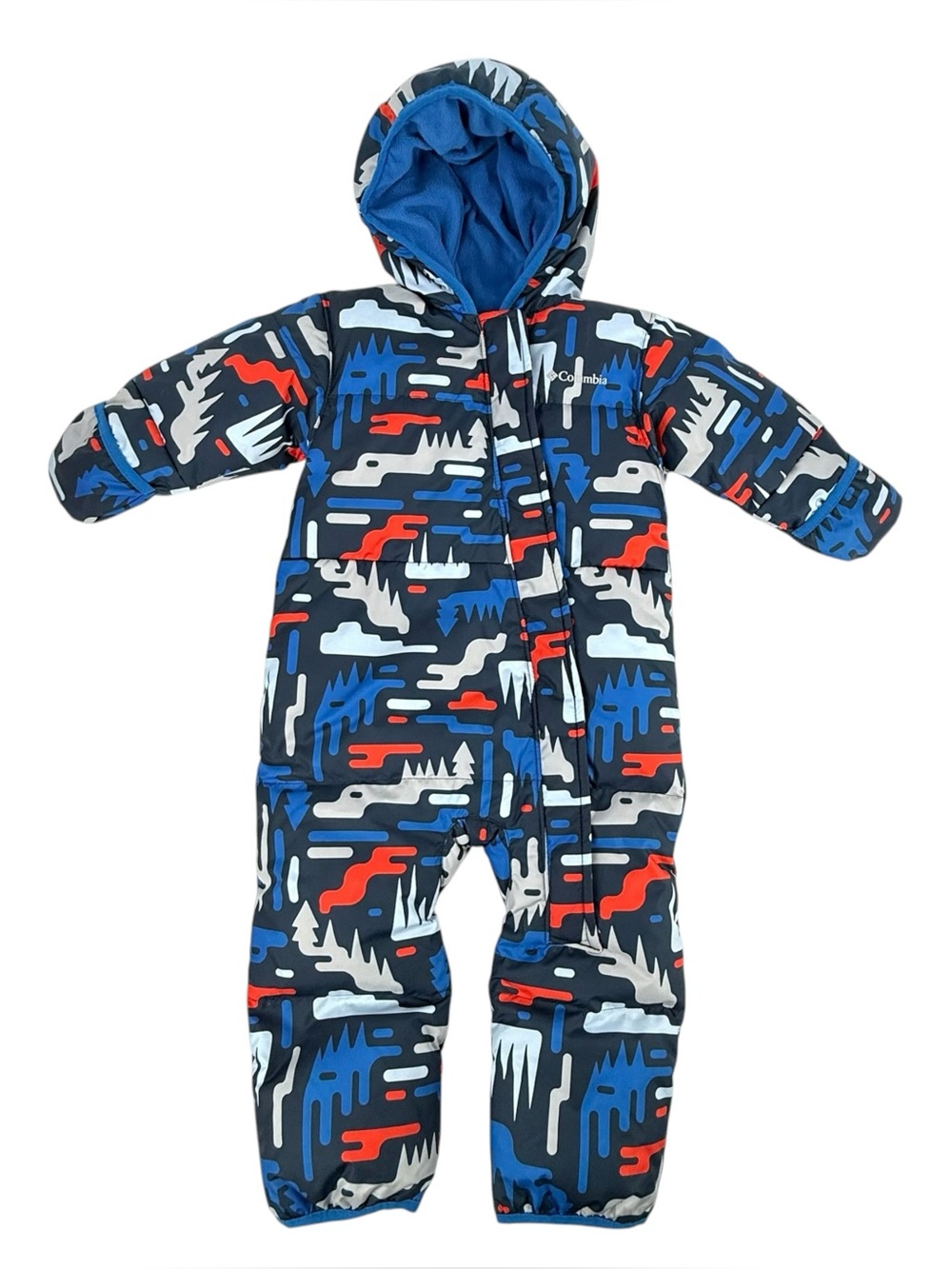 Columbia Snuggly Bunny Down Bunting Infant 18 - 24 Mo Blue Graphic Snowsuit